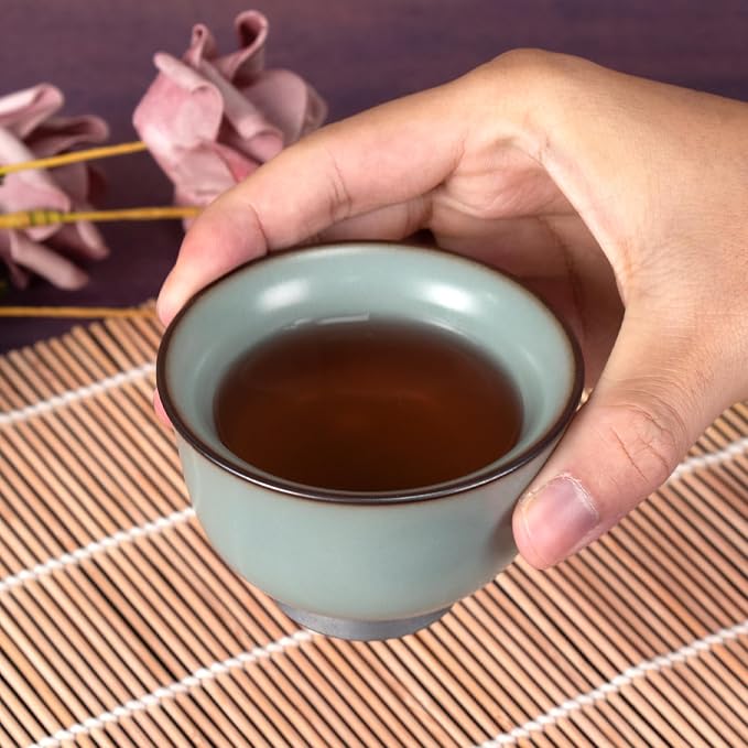 KAMMAK Japanese Tea Cups, 4 Oz Small Handmade Ceramic Teacups, Loose Leaf and - Image 6