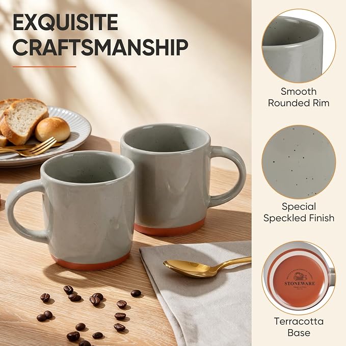 E-far Ceramic Coffee Mug Set of 4, 12oz Stoneware Coffee Cup - Image 3