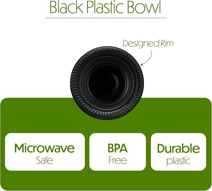 PLASTICPRO 100 PCS Black Plastic Bowls Light Weight 5 oz Small Plastic Soup - Image 6