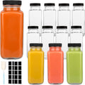 GUANENA 12 Pack Glass Drink Bottles, 8.5 OZ Vintage Square Water Bottles by GUANENA