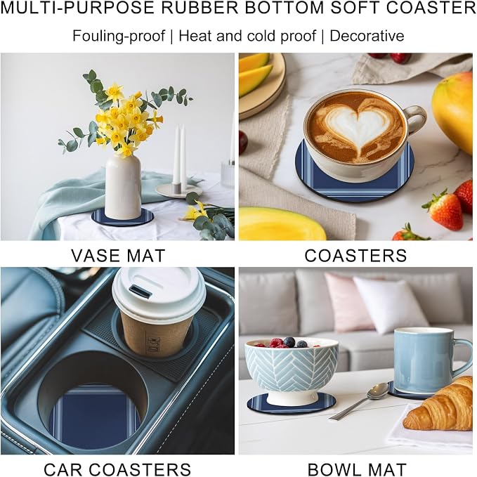 Vintage Simple Stripes Coasters Set of 4 Absorbent Coasters - Image 7