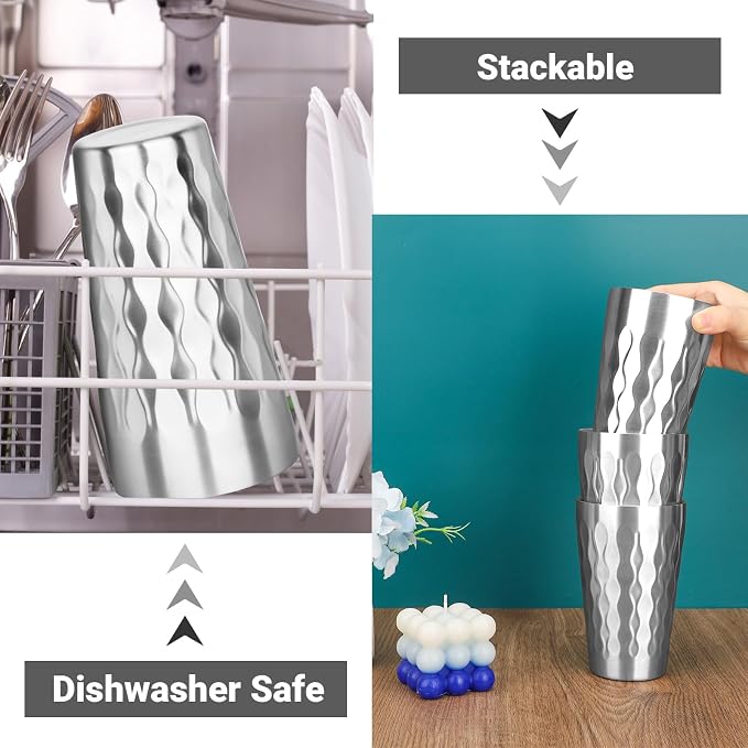 Stainless Steel Drinking Glasses, 19 oz Insulated Tumbler, 4 Pack Double Wall - Image 5