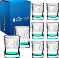 Personalized Square Shot Glasses Set of 8 Teal Bottom 2oz Engraved Initial and Name Custom Gifts, Weddings, Birthdays, Party, Event, Decorations
