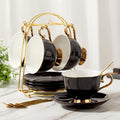 DUJUST Tea Cups and Saucers Set of 4, Luxury Tea Cup Set by DUJUST
