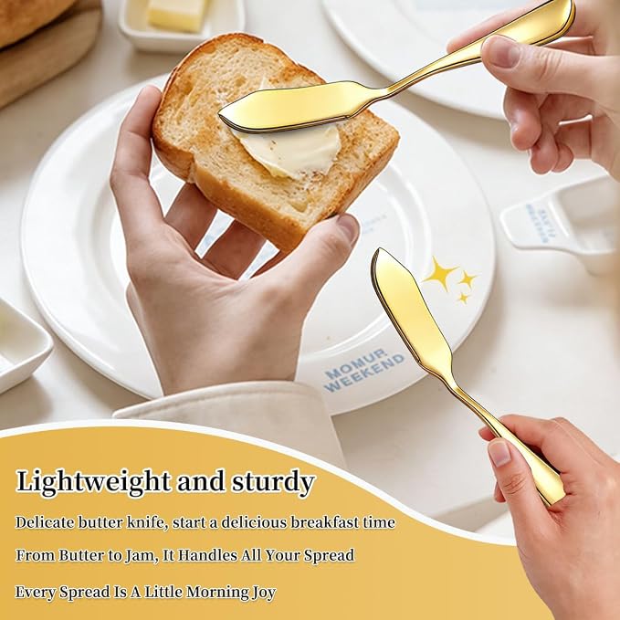 Berglander Stainless Steel Butter Knives Set of 4Pcs, Titanium Gold Plating - Image 4
