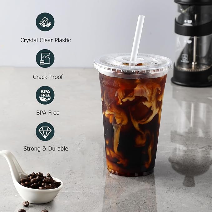 AOZITA [100 Sets 12 oz Clear Plastic Cups - Image 3