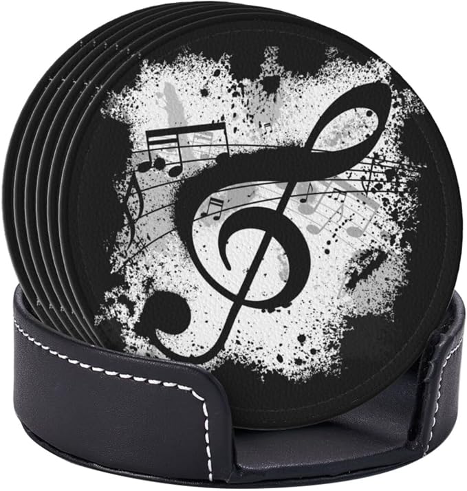 6 Pcs Music Note Leather Coasters - Image 3