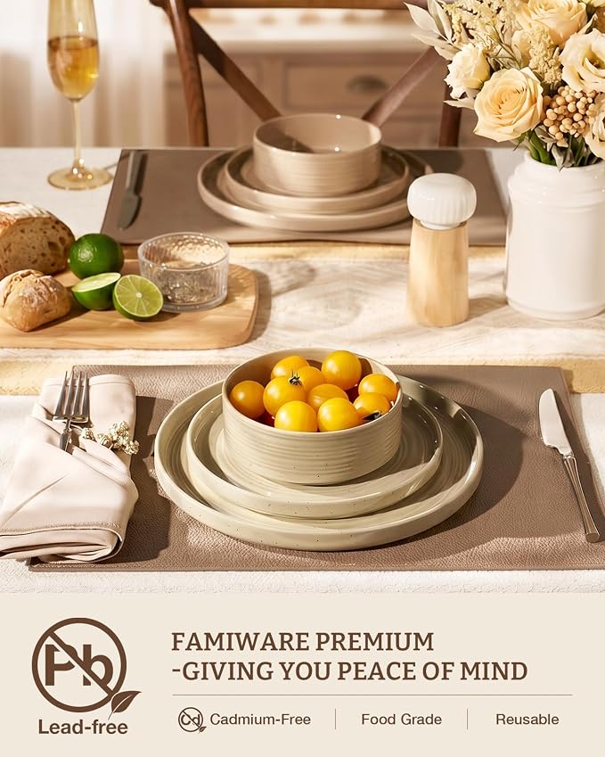 Dinnerware Set for 8, Ceramic Plates & Bowls - Image 3