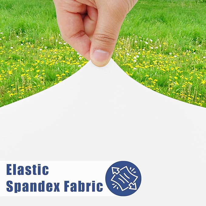 Round Spandex Tablecloth, Elastic Fitted Waterproof Tablecloths for 42"-50" Tables, Stretch Washable Picnic Table Cover for Camping, Dining, Indoor and Outdoor, White