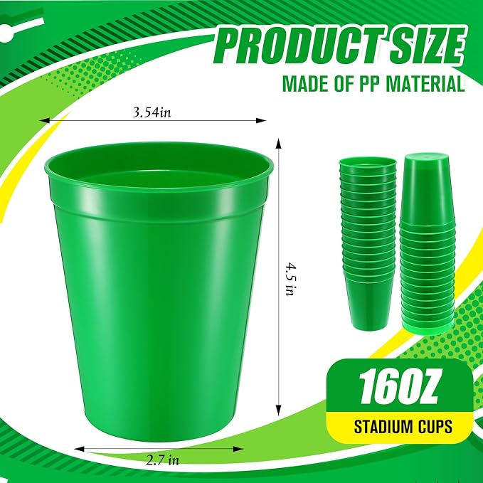 Yungyan 100 Pack 16 oz Stadium Cups Reusable Plastic Cups Blank Drink Stadium - Image 2