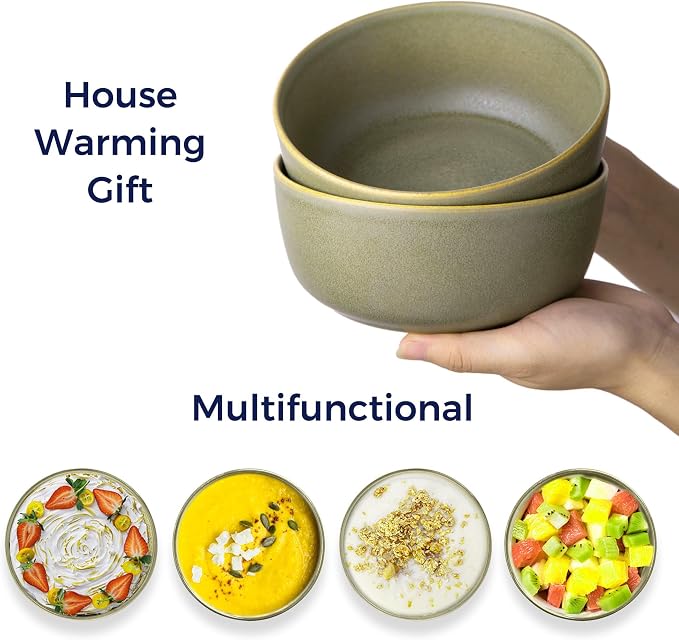 AmorArc Stoneware Cereal Bowls Set of 4, 26oz Soup Ceramic Bowls Set | Modern - Image 2
