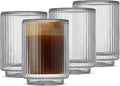 JoyJolt Haven Fluted Stackable Espresso Cups Set of 4, 2.5oz Ribbed Double Wall by JoyJolt