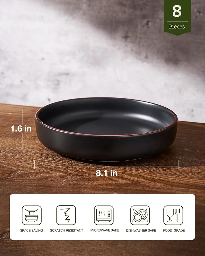 famiware Mercury Pasta Bowls Set of 8, 33 oz Large Salad Bowls, Lead-free and - Image 2