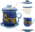 Porcelain Tea Cup with Infuser Lid and Saucer Sets by Unknown