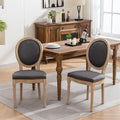 Ball & Cast French Vintage Upholstered Dining Chairs Set of 2, Farmhouse Antique Painting Wooden Kitchen Side-Chairs with Carved Solid Wood Frame, 2-Piece Curved Backrest Louis Chair, Linen Gray