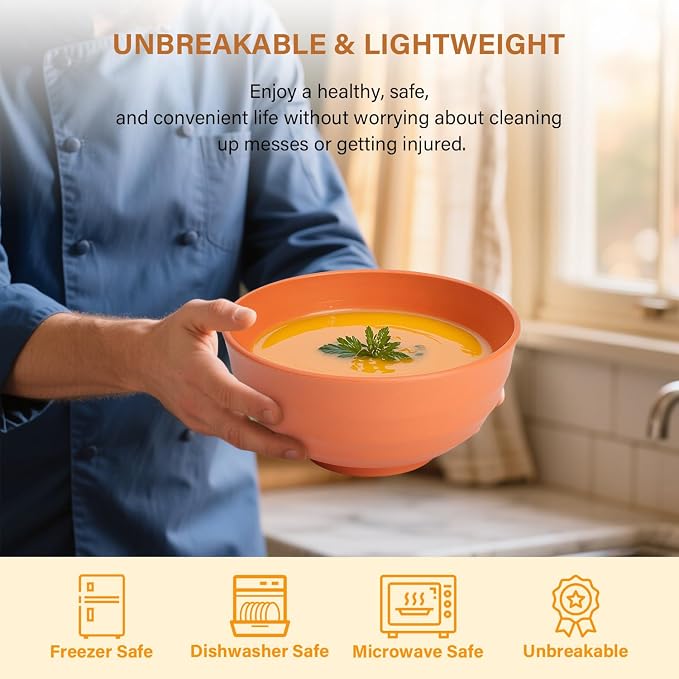 Unbreakable Large Wheat Straw Bowls 60 OZ Salad Bowls - Image 5