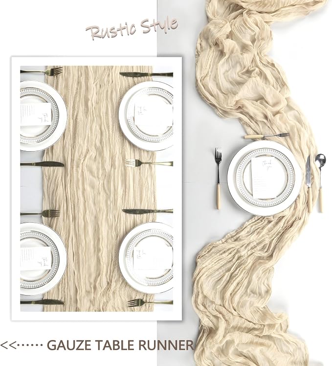 6 Pack Beige Cheesecloth Table Runner 10Ft Gauze Cheese Cloth Table Runner - Image 6