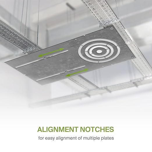 ASD 18 Inch New Construction Mounting Plate with Asymmetric Round Hole - 3/4/6 Inch Flat Steel Rough in Wafer Light Bracket, Shallow LED Recessed Lighting Housing, 6 Pack