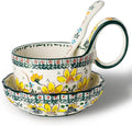 silesia Handmade Loop Handle Soup Bowl, Plate and Spoon Set Ceramic Hand by silesia