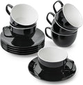 BTaT- Cappuccino Cups with Saucers 6 oz, Au Lait, Flat White, Dishwasher by BrewToATea