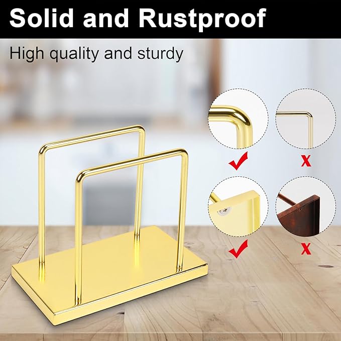 Livabber Napkin Holder, Metal Napkin Storage Modern Freestanding Tissue Paper Dispenser for Table Kitchen Countertop (Metal Base, Gold)