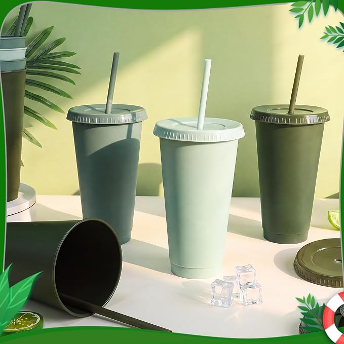 24 Pack Plastic Tumblers with Lids and Straws, Reusable Cups with Lids Plastic - Image 3