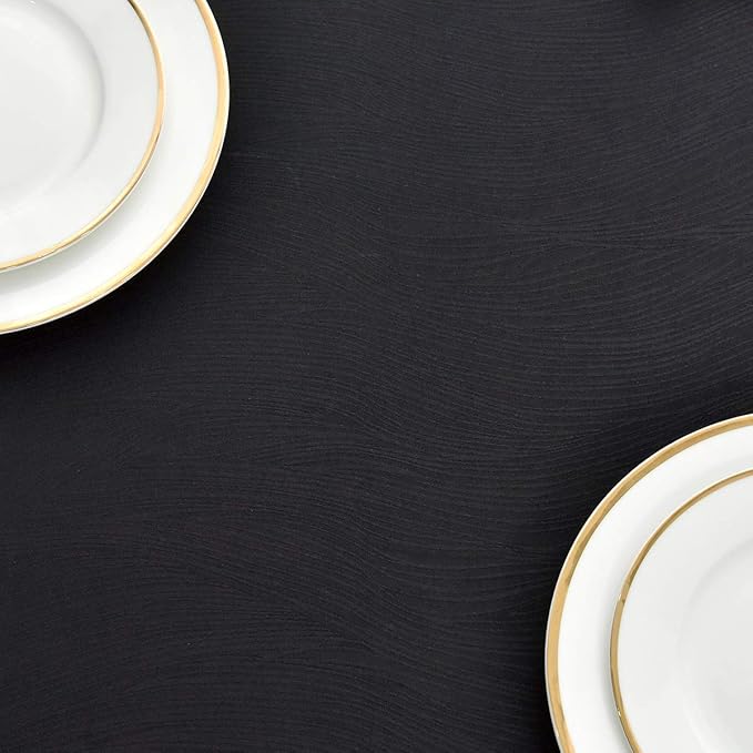 maxmill Square Tablecloth Swirl Design Spillproof Wrinkle Free Heavy Weight Soft Table Cloth Decorative Fabric Table Cover for Outdoor and Indoor Use Square 70 x 70 Inch Black