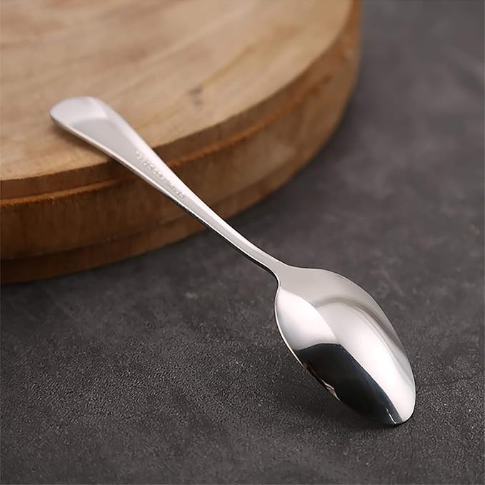 VANRA 4-Piece Children Spoons Stainless Steel Kids Dinner Spoons Child Silver - Image 2