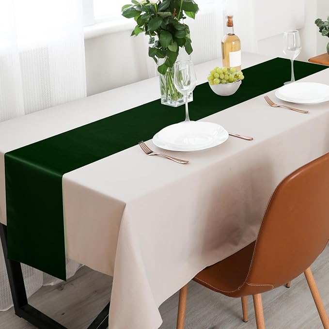 Aneco 16 Pack Satin Table Runner 12 x 108 Inch Black Green Long Wedding Satin - Image 4