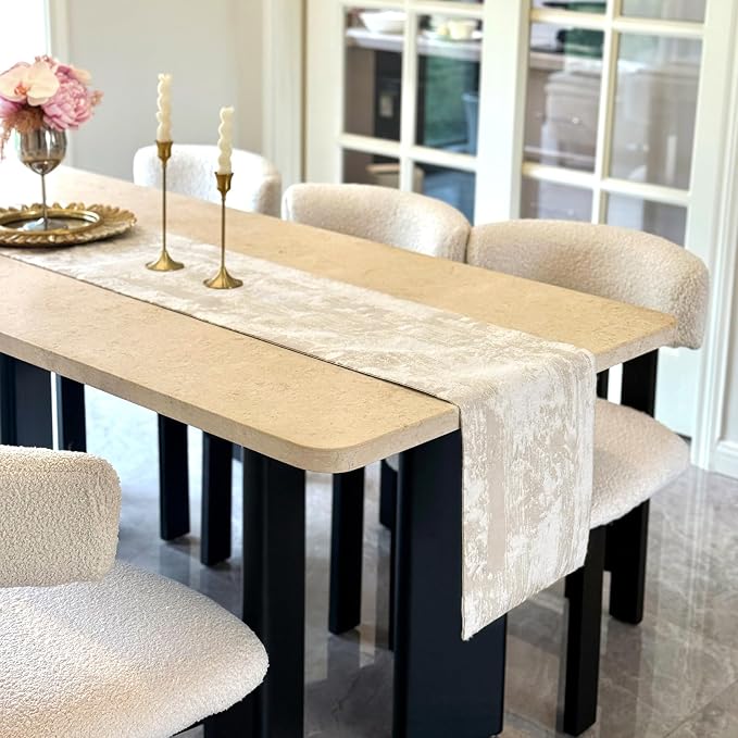 Table Runner Cashmere Texture for Home Decor 72 Inches Long Farmhouse Table - Image 2