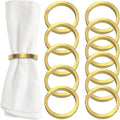 Shiny Gold Napkin Rings Set of 12, Zinc Alloy Circle Style, Modern Cuff Design by Homewear