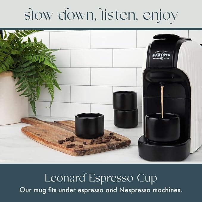 Folk Ceramics Leonard Ceramic Espresso Cups, Matte Black - Image 6