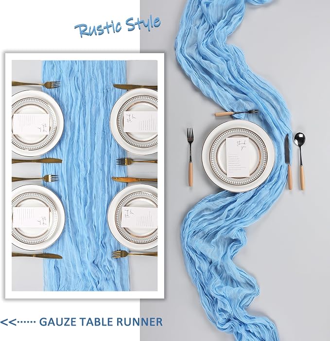 6 Pack Baby Blue Cheesecloth Table Runner 10Ft Gauze Cheese Cloth Table Runner - Image 6
