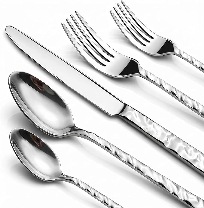 NICE KITCHEN Silverware Set, 40 Piece Heavy Duty Silverware Cutlery Sets | by Nice+Kitchen