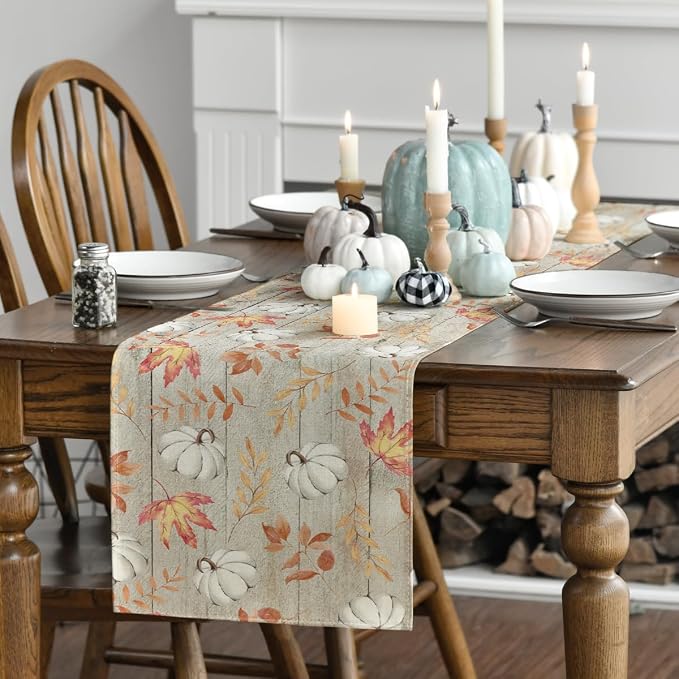 Artoid Mode 210 GSM Fall Table Runner 13x108 Inch Home Party Decor | Pumpkins - Image 3