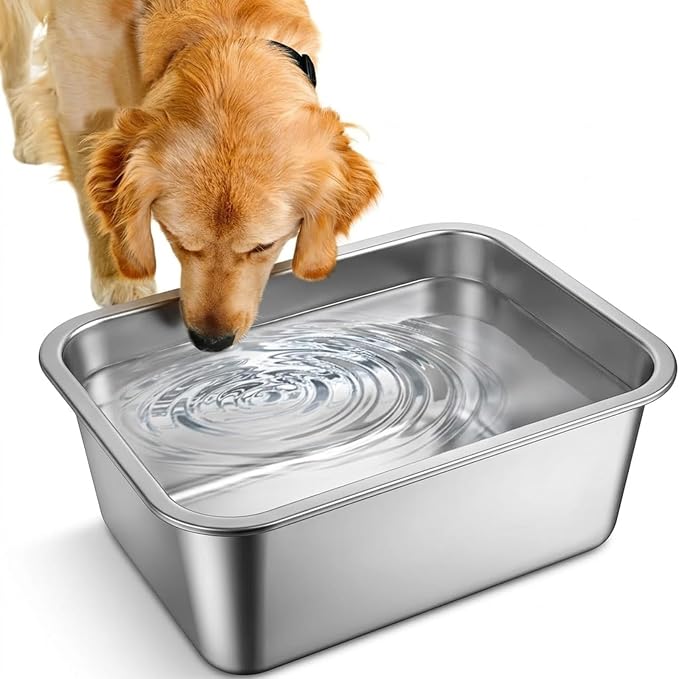 2 Gallon Large Dog Water Bowl, Stainless Steel Bowl, Medium Dogs | 2 Gallon by Lonepetu