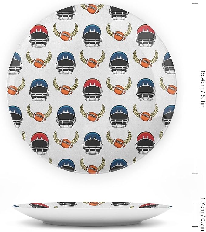 Ceramic Display Plate, American Football Ceramic Hanging Decorative Plate, Rugby Championship Professional League Fun Game, 10 Inch, Living Room Kitchen Decoration Household, Multicolor