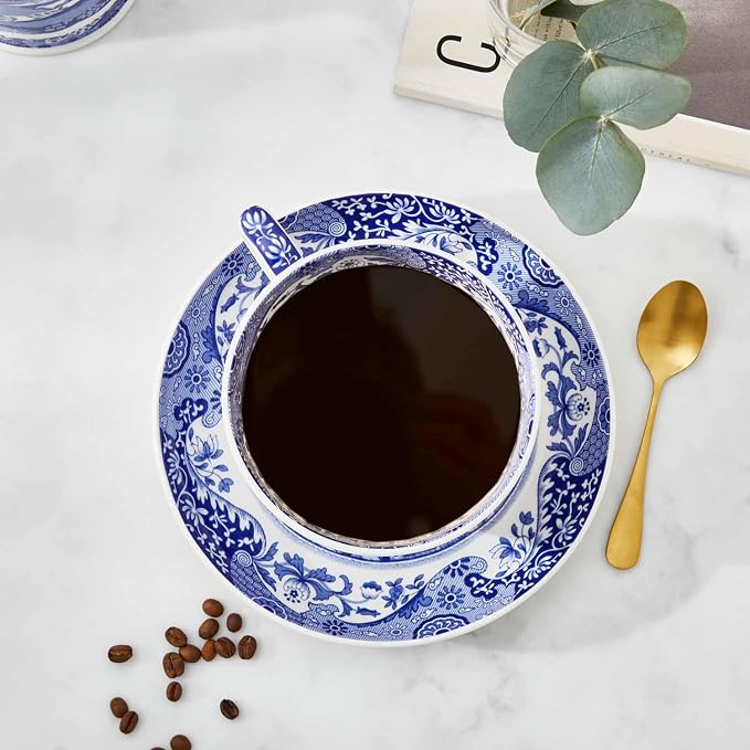 Portmeirion Spode Blue Italian Teacup and Saucer, 20-ounce Capacity, Jumbo Tea - Image 3