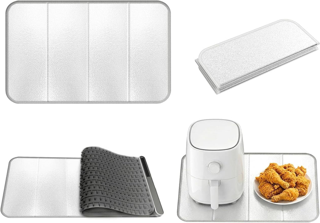 Heat Resistant Mat for Countertop 15.7x23.6 inch –Kitchen Counter Protector Reflects Up to 95% Heat, For Food Warming Mats, Air Fryer, Coffee Maker, Toaster Oven, Waterproof & Oil-Resistant