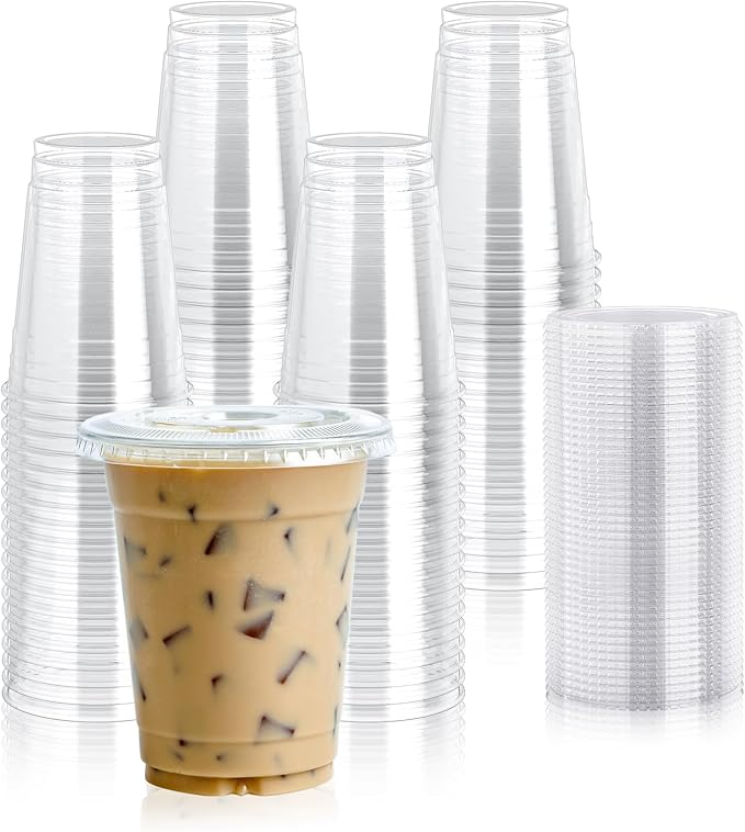 Lilymicky 100 Sets 12 oz Clear Plastic Cups by Lilymicky