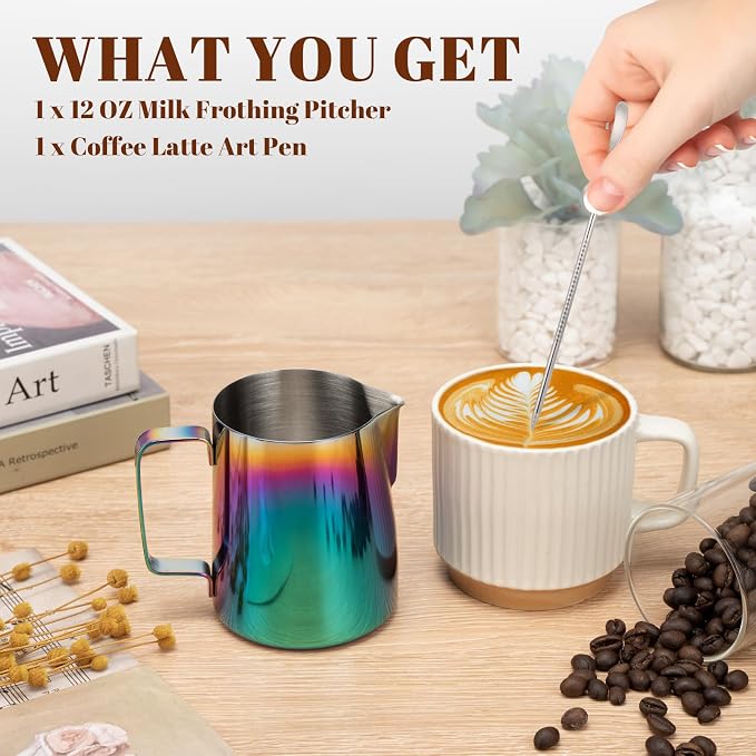 Amrules Milk Frothing Pitcher, 12 oz Milk Frother Cup - Image 3