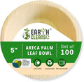 5" Areca Palm Leaf Round Bowls Compostable Biodegradable Eco-Friendly Bowls Natural Disposable Bowls, Perfect for Picnic Catering, Dessert, and Wedding (Pack of 100)