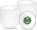 bUCLA 120 Pack Disposable Plastic Bowls 12oz - Elegant White & Silver Trim Party Bowls for Salad, Soup, Dessert - Heavy Duty Disposable for BBQ, Weddings and Christmas