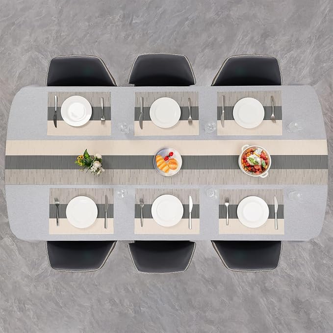 Table Runner 88 Inches Long, Vinyl Woven Farmhouse Table Runners | Washable - Image 8