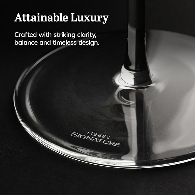 Libbey Signature Greenwich Wine Glass Gift Set, 24 Oz Angular Red Wine Glasses Set of 4 with Pulled Stem, Stemware Glasses for Cocktails, and More