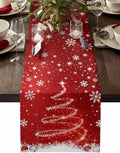 Red Christmas Table Runner 48 Inches Long, Xmas Tree Balls Snowflake Table by Unknown