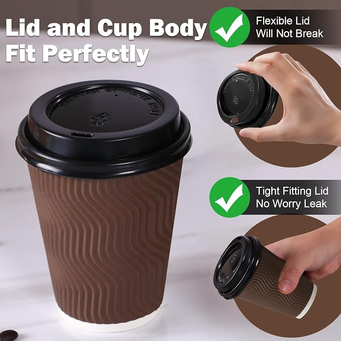 500 Pack 12 oz Insulated Disposable Paper Coffee Cups - Image 5