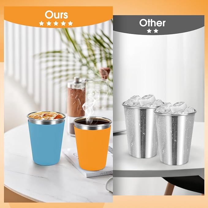 Stainless Steel Cups for Kids and Toddlers Stackable, 12oz Stainless Steel Kids - Image 6