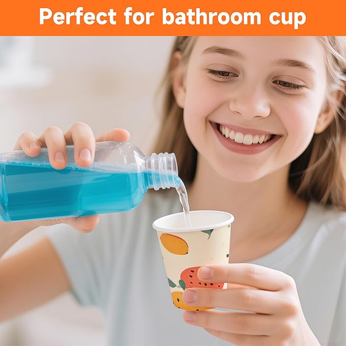 100 Pack 3 oz Bathroom Cups, Disposable Paper Cups with Rolled Rim, Small Paper Mouthwash Cup for Guest Bathrooms, Vanity & Office Use, Off-white