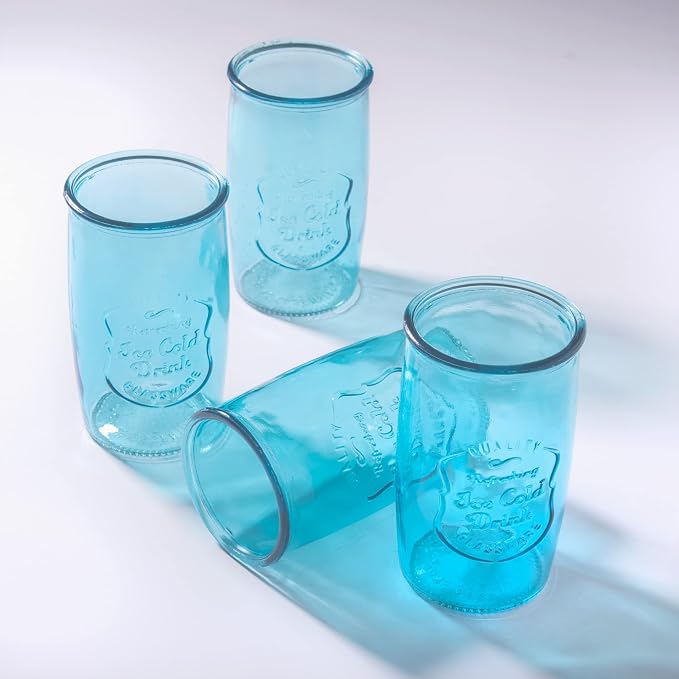 Glaver's Highball Glasses Set of 4 – 20oz Artistic Ice-Cold Pretty Blue – - Image 7
